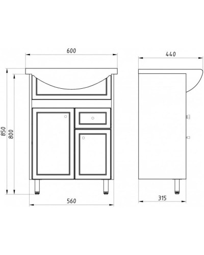 Тумба с раковиной белое дерево 61 см ASB-Mebel Орхидея