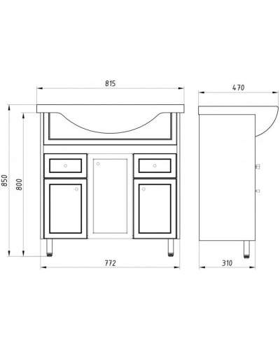 Тумба с раковиной белое дерево 80 см ASB-Mebel Орхидея