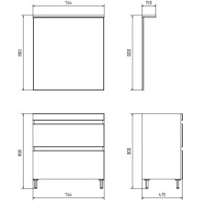 Тумба с раковиной ясень белый 81 см ASB-Mebel Коста