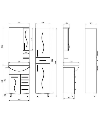 Тумба с раковиной белый 61 см ASB-Mebel Грета