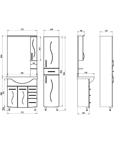 Тумба с раковиной белый 80 см ASB-Mebel Грета