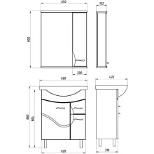 Тумба с раковиной белый ясень 66 см ASB-Mebel Альфа
