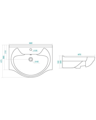 Тумба с раковиной белый ясень 66 см ASB-Mebel Альфа
