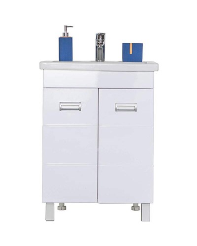 Тумба с раковиной Orange Таис 60 Ta-60TUW+RA напольная Белый глянец