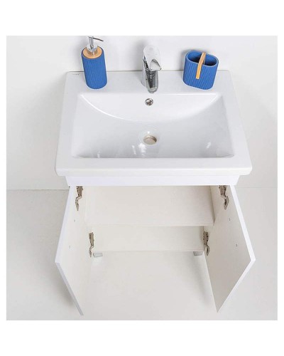 Тумба с раковиной Orange Таис 60 Ta-60TUW+RA напольная Белый глянец