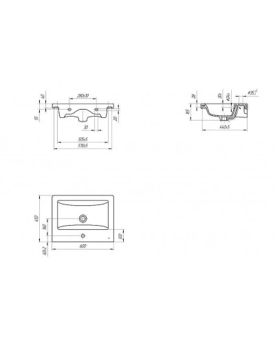 Тумба с раковиной Orange Таис 60 TP2-TUW+RA подвесная Белый глянец