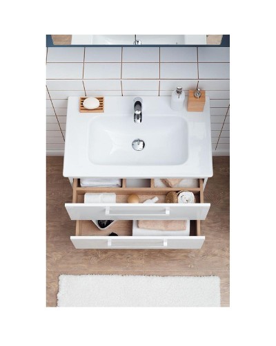 Тумба под раковину Dreja Gio 80 77.0103W подвесная Белый глянец