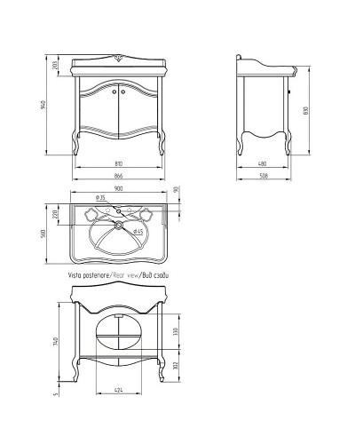 Тумба под раковину Migliore Impero 90 25984 Оливковая