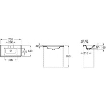 Адель - 70 Тумба прямая белая эмаль / раковина