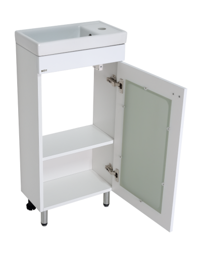 Урал - 40 Тумба напольная прямая со стекл. (ПВХ) / раковина