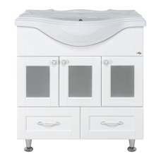 Латте - 85 тумба с 2 ящ. БЕЛАЯ эмаль / раковина