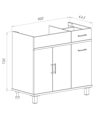 Купер - 90 Тумба напольная с Б/К левая белая / раковина