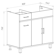 Купер - 90 Тумба напольная с Б/К правая белая / раковина