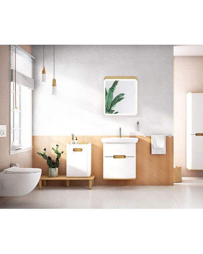 Тумба с раковиной Vitra Sento 65 60822 подвесная Белая матовая