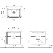 Тумба с раковиной Vitra Sento 80 60824 подвесная Белая матовая