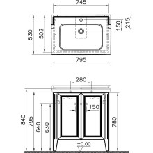 Тумба с раковиной Vitra Valarte 80 62154 Серая матовая