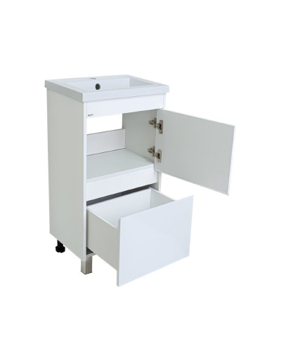 Алиса - 40 тумба 1 ящ. напольная белая эмаль / раковина