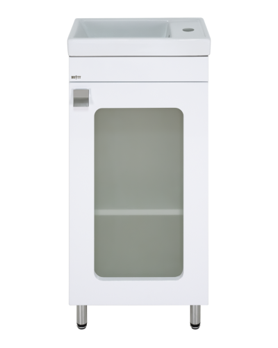 Урал - 40 Тумба напольная прямая со стекл. (ПВХ) / раковина