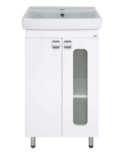 Урал - 50 Тумба напольная прямая со стекл. (ПВХ) / раковина