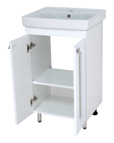Урал - 50 Тумба напольная прямая со стекл. (ПВХ) / раковина