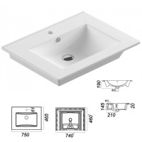 Сахара - 75 Тумба прямая подвесная песочная / раковина