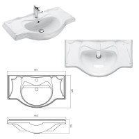 Латте - 85 тумба с 2 ящ. БЕЛАЯ эмаль / раковина