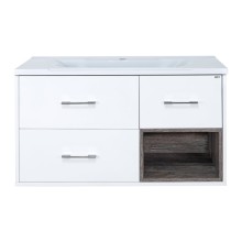 Фетта -100 Тумба белая подв. с 3 ящ. и нишей / раковина