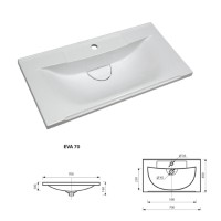 Лейла - 70 Тумба с 3 ящ. белая / раковина