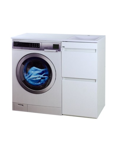 Фостер - 40 Тумба напольная 2 ящ. под стиральную машину, белая / раковина правая