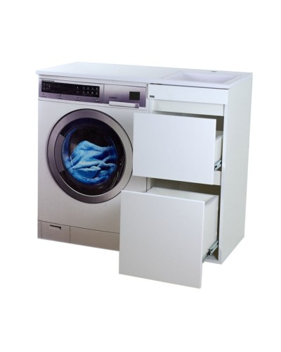 Фостер - 40 Тумба напольная 2 ящ. под стиральную машину, белая / раковина правая