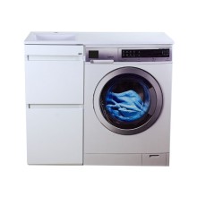 Фостер - 40 Тумба напольная 2 ящ. под стиральную машину, белая / раковина левая