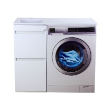 Фостер - 40 Тумба напольная 2 ящ. под стиральную машину, белая / раковина левая