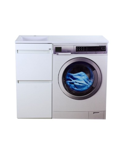 Фостер - 40 Тумба напольная 2 ящ. под стиральную машину, белая / раковина левая