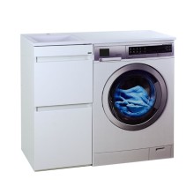 Фостер - 40 Тумба напольная 2 ящ. под стиральную машину, белая / раковина левая