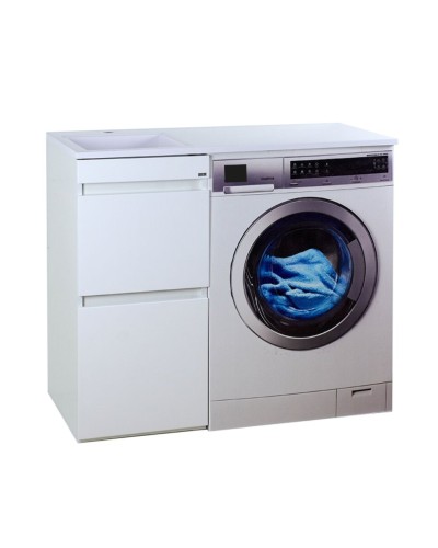 Фостер - 40 Тумба напольная 2 ящ. под стиральную машину, белая / раковина левая