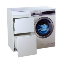 Фостер - 40 Тумба напольная 2 ящ. под стиральную машину, белая / раковина левая