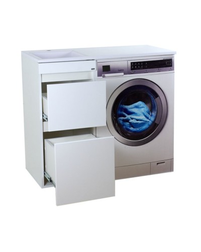 Фостер - 40 Тумба напольная 2 ящ. под стиральную машину, белая / раковина левая