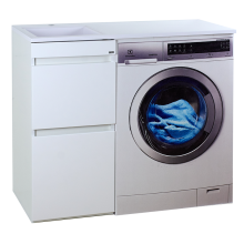 Фостер - 40 Тумба напольная 2 ящ. под стиральную машину, белая / раковина левая