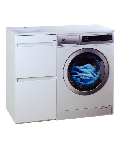 Фостер - 40 Тумба напольная 2 ящ. под стиральную машину, белая / раковина левая