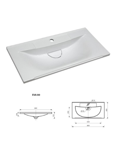 ТОНДО - 80 Тумба подвесная белая / раковина