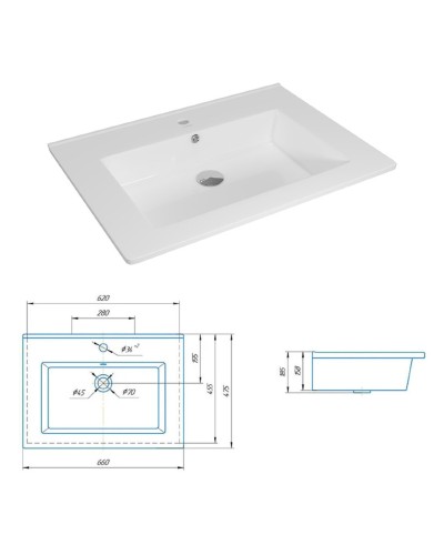 Дива - 65 Тумба белая с 1 ящ. / раковина