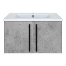 ROCK - 75 Тумба прямая подвесная светло-серый / раковина