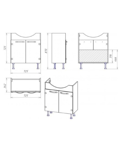 Эмма - 75 Тумба  сиреневая / раковина