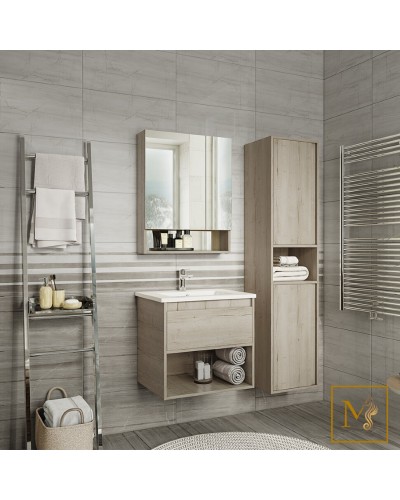 Дунай - 60 Тумба подвесная с 1 ящиком и нишей (цвет Дуб белый) / раковина