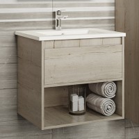 Дунай - 60 Тумба подвесная с 1 ящиком и нишей (цвет Дуб белый) / раковина