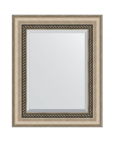 Зеркало Evoform Exclusive 53х43 BY 1354 с фацетом в багетной раме - Состаренное серебро с плетением 70 мм