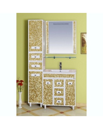 Морена - 90 Зеркало с полкой золотая мозайка