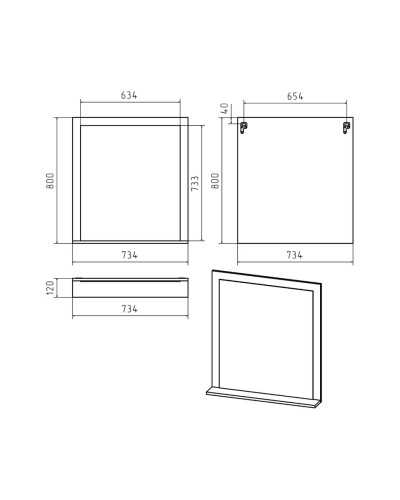 Сахара - 75 Зеркало в раме белое с полкой О