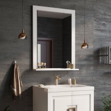 Сахара - 75 Зеркало в раме белое с полкой О