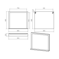 Сахара - 90 Зеркало в раме белое с полкой